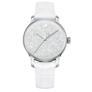 [PREORDER] SWAROVSKI CRYSTALLINE HOURS WHITE DIAL WHITE LEATHER WATCH 5295383