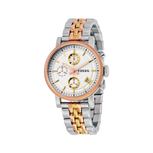[READY STOCK] FOSSIL BOYFRIEND CHRONOGRAPH SILVER DIAL GOLD/SILVER STEEL LADIES WATCH ES3840 - Image 5