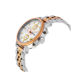 [READY STOCK] FOSSIL BOYFRIEND CHRONOGRAPH SILVER DIAL GOLD/SILVER STEEL LADIES WATCH ES3840 - Image 2