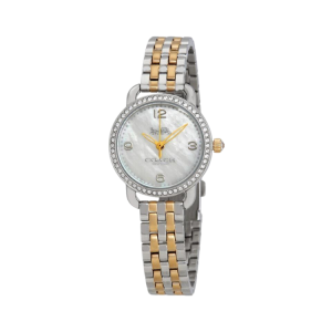 [READY STOCK] COACH MINI DELANCEY CRYSTAL WHITE MOTHER OF PEARL DIAL TWO TONE STEEL LADIES WATCH 14502480 - Image 5