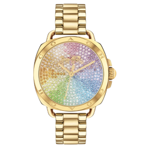 [READY STOCK] COACH TATUM CRYSTAL RAINBOW DIAL GOLD STEEL LADIES WATCH 14504167