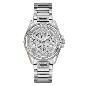 [READY STOCK] GUESS QUEEN SILVER CRYSTAL DIAL SILVER STEEL LADIES WATCH GW0464L1