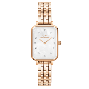 [READY STOCK] DANIEL WELLINGTON QUADRO LUMINE 5-LINK MELROSE WHITE MOTHER OF PEARL DIAL ROSEGOLD STEEL LADIES WATCH