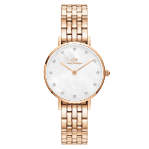 [READY STOCK] DANIEL WELLINGTON PETITE LUMINE 5-LINK MELROSE WHITE MOTHER OF PEARL DIAL ROSEGOLD STEEL  LADIES WATCH
