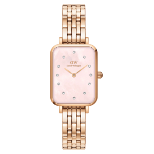 [READY STOCK] DANIEL WELLINGTON QUADRO LUMINE 5-LINK MELROSE PINK MOTHER OF PEARL DIAL ROSEGOLD STEEL LADIES WATCH