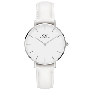 [READY STOCK] DANIEL WELLINGTON PETITE BONDI WHITE DIAL SILVER CASE WHITE LEATHER LADIES WATCH