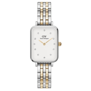 [READY STOCK] DANIEL WELLINGTON QUADRO LUMINE 5-LINK WHITE DIAL TWO TONE STEEL LADIES WATCH