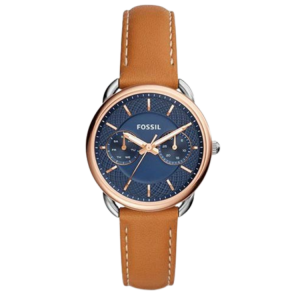 [READY STOCK] FOSSIL TAILOR BLUE DIAL LIGHT BROWN LEATHER LADIES WATCH ES3837