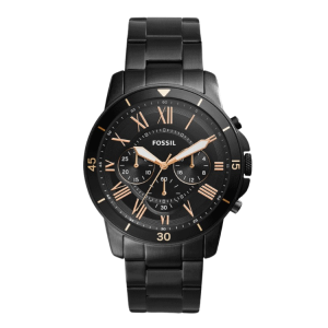 [READY STOCK] FOSSIL GRANT CHRONOGRAPH BLACK DIAL BLACK STEEL MENS WATCH FS5374
