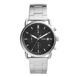 [READY STOCK] FOSSIL COMMUTER CHRONOGRAPH BLACK DIAL SILVER STEEL MENS WATCH FS5399