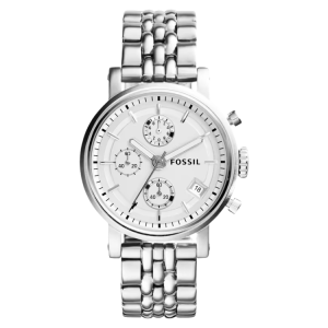 [READY STOCK] FOSSIL BOYFRIEND CHRONOGRAPH SILVER DIAL SILVER STEEL LADIES WATCH ES2198