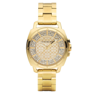 [READY STOCK] COACH MINI BOYFRIEND PAVE CRYSTAL GOLD DIAL GOLD STEEL LADIES WATCH 14501994