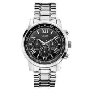 [PREORDER] GUESS HORIZON BLACK DIAL SILVER STEEL MENS WATCH W0379G1