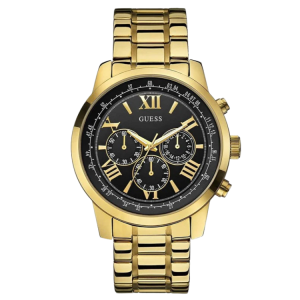 [PREORDER] GUESS HORIZON BLACK DIAL GOLD STEEL MENS WATCH W0379G4