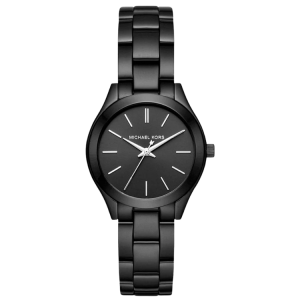 [READY STOCK]  MICHAEL KORS MINI SLIM RUNWAY BLACK DIAL BLACK STEEL LADIES WATCH MK3587
