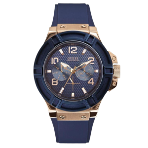 [PREORDER] GUESS RIGOR BLUE DIAL BLUE RUBBER MENS WATCH W0247G3