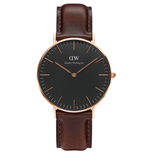 [READY STOCK] DANIEL WELLINGTON CLASSIC BRISTOL BLACK DIAL ROSEGOLD CASE 40MM DARK BROWN LEATHER MENS WATCH