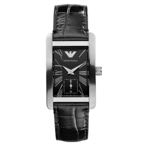 [READY STOCK] EMPORIO ARMANI CLASSIC RECTANGULAR BLACK DIAL BLACK LEATHER LADIES WATCH AR0144