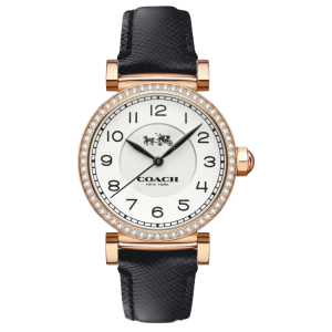 [READY STOCK] COACH MADISON SILVER DIAL ROSEGOLD CASE BLACK LEATHER LADIES WATCH 14503396