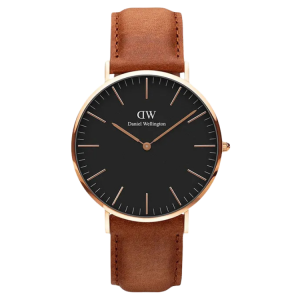 [READY STOCK] DANIEL WELLINGTON CLASSIC DURHAM BLACK DIAL ROSEGOLD CASE 40MM LIGHT BROWN LEATHER MENS WATCH