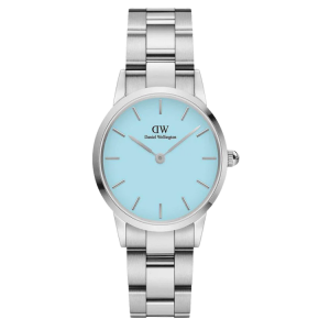 [READY STOCK] DANIEL WELLINGTON ICONIC LINK SILVER LIGHT BLUE DIAL SILVER STEEL LADIES WATCH