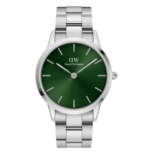 [READY STOCK] DANIEL WELLINGTON ICONIC LINK SILVER EMERALD DIAL SILVER STEEL LADIES WATCH