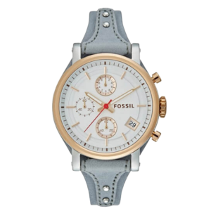 [READY STOCK] FOSSIL BOYFRIEND CHRONOGRAPH SILVER DIAL GRAY LEATHER LADIES WATCH ES4045