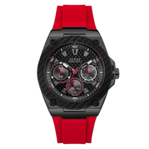 [READY STOCK] GUESS LEGACY BLACK DIAL RED SILICONE MENS WATCH W1049G6