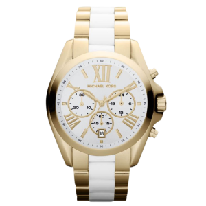[READY STOCK] MICHAEL KORS BRADSHAW CHRONOGRAPH WHITE DIAL GOLD/WHITE ACETATE LADIES WATCH MK5743