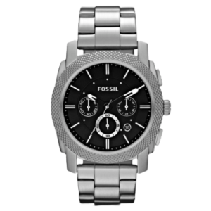 [READY STOCK] FOSSIL MACHINE CHRONOGRAPH BLACK DIAL SILVER STEEL MENS WATCH FS4776