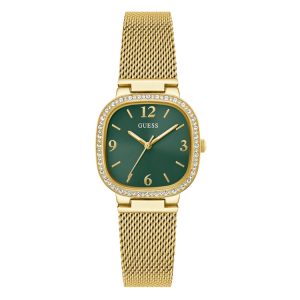 [READY STOCK] GUESS TAPESTRY GREEN DIAL GOLD MESH LADIES WATCH GW0354L5