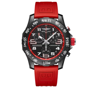 [READY STOCK] BREITLING ENDURANCE 44 PRO CHRONOGRAPH BLACK DIAL RED RUBBER MENS WATCH X82310D91B1S1